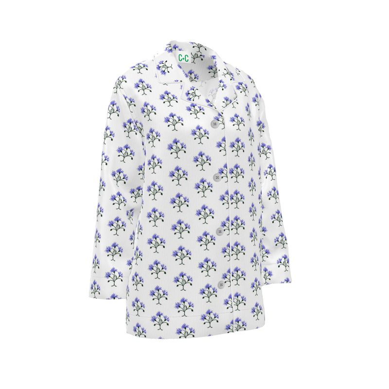 Primavera's Blue Flowers Luxury Pyjama Shirt
