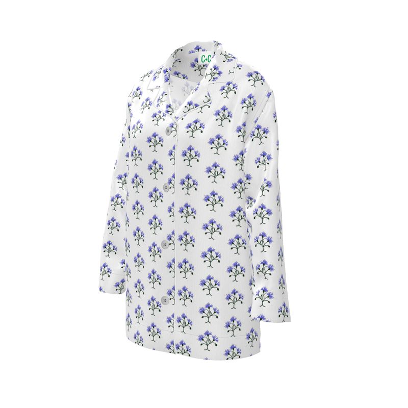Primavera's Blue Flowers Luxury Pyjama Shirt