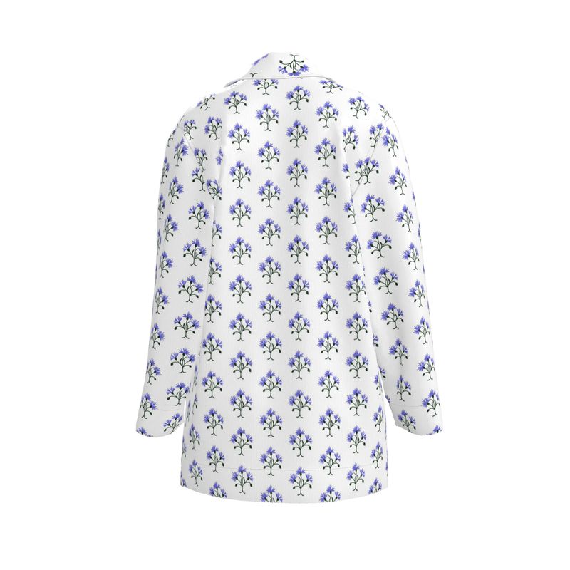Primavera's Blue Flowers Luxury Pyjama Shirt