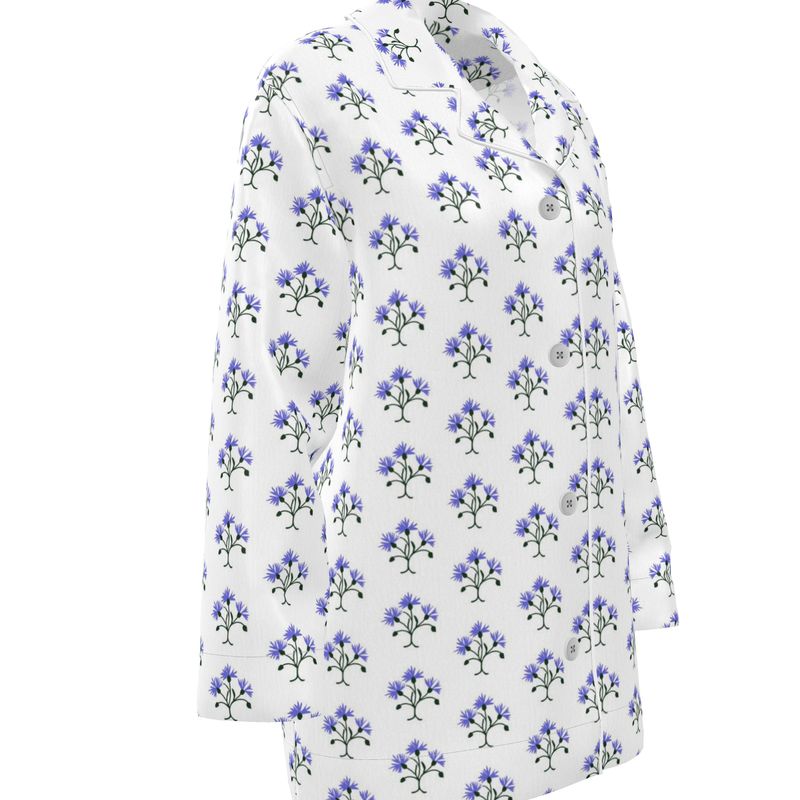Primavera's Blue Flowers Luxury Pyjama Shirt