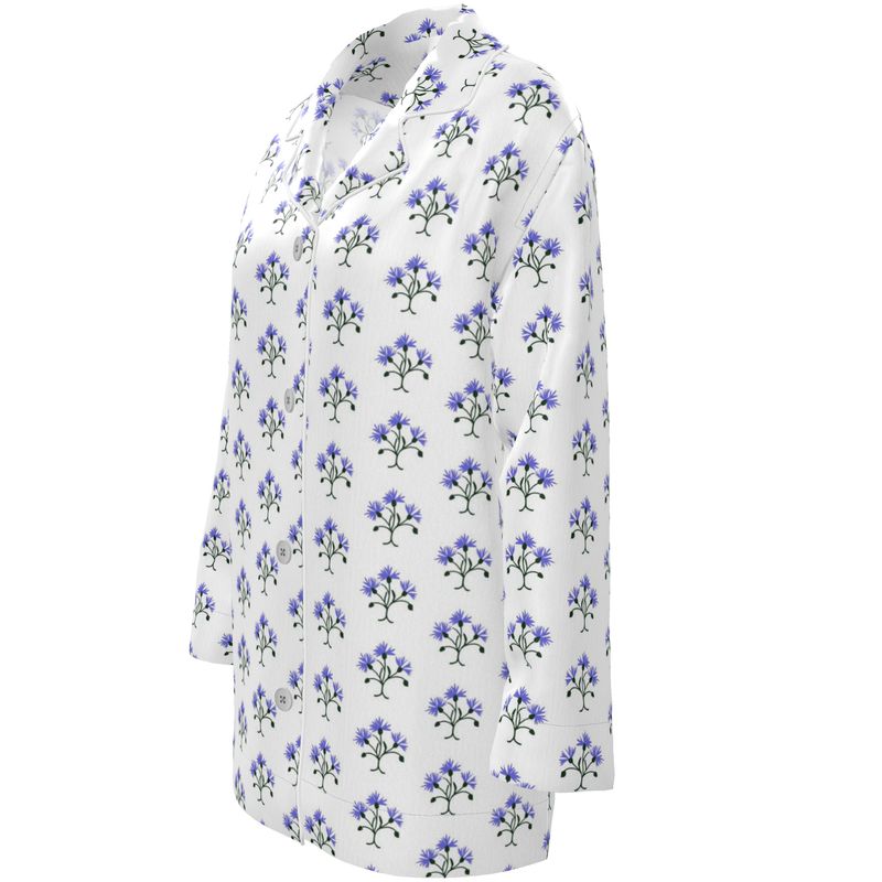 Primavera's Blue Flowers Luxury Pyjama Shirt