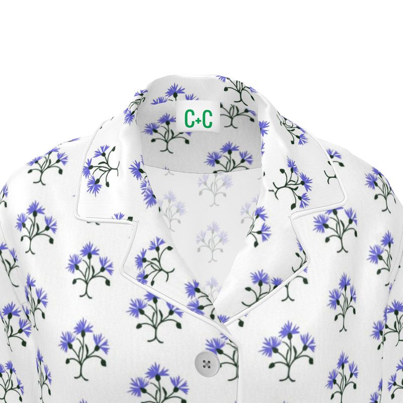 Primavera's Blue Flowers Luxury Pyjama Shirt