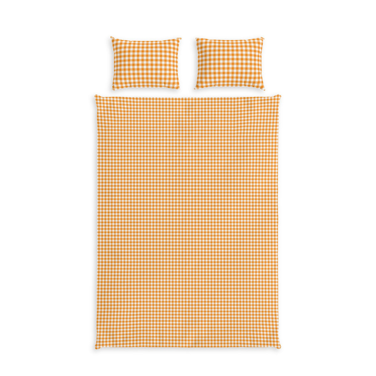 Orange Gingham Cotton Bed Set