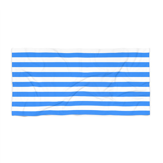 Blue and White Striped Beach Towel