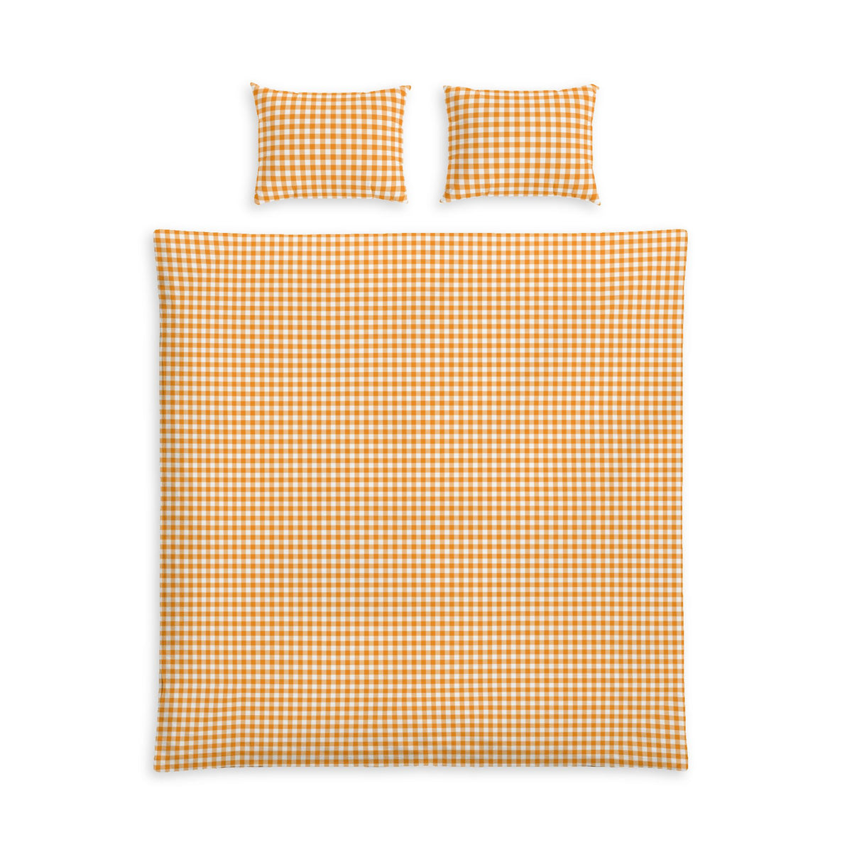 Orange Gingham Cotton Bed Set