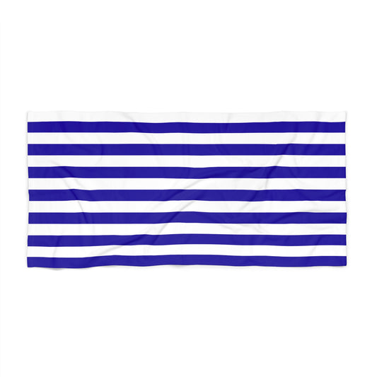 Navy and White Striped Beach Towel