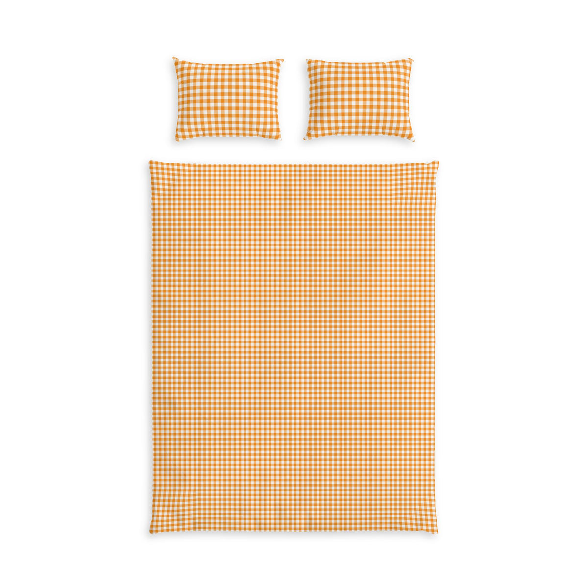 Orange Gingham Cotton Bed Set