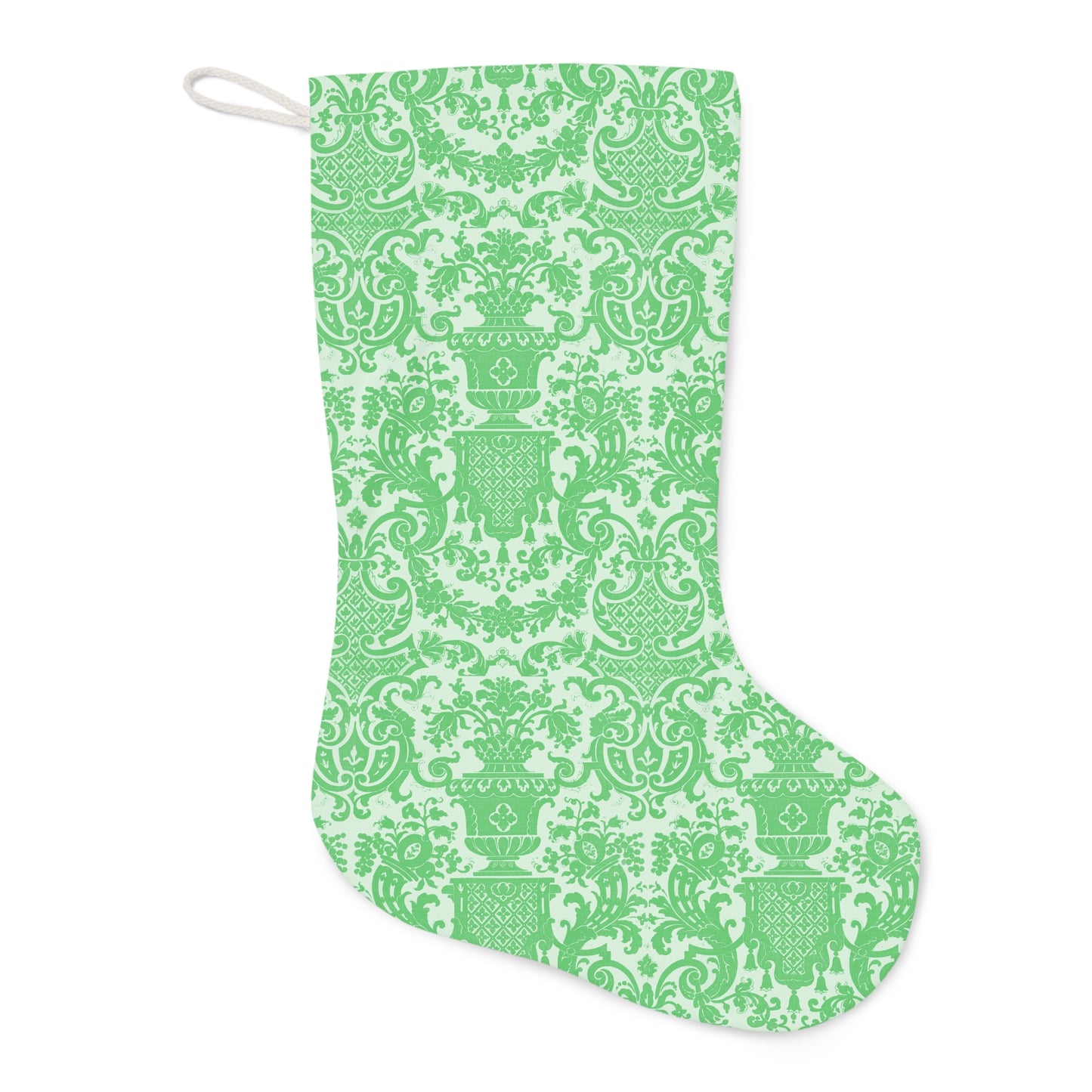 Green Toile Christmas Stocking