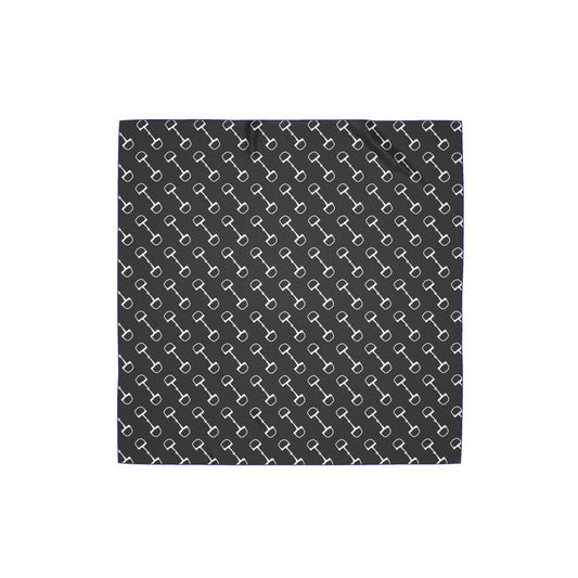 Black Horsebit Print Scarf