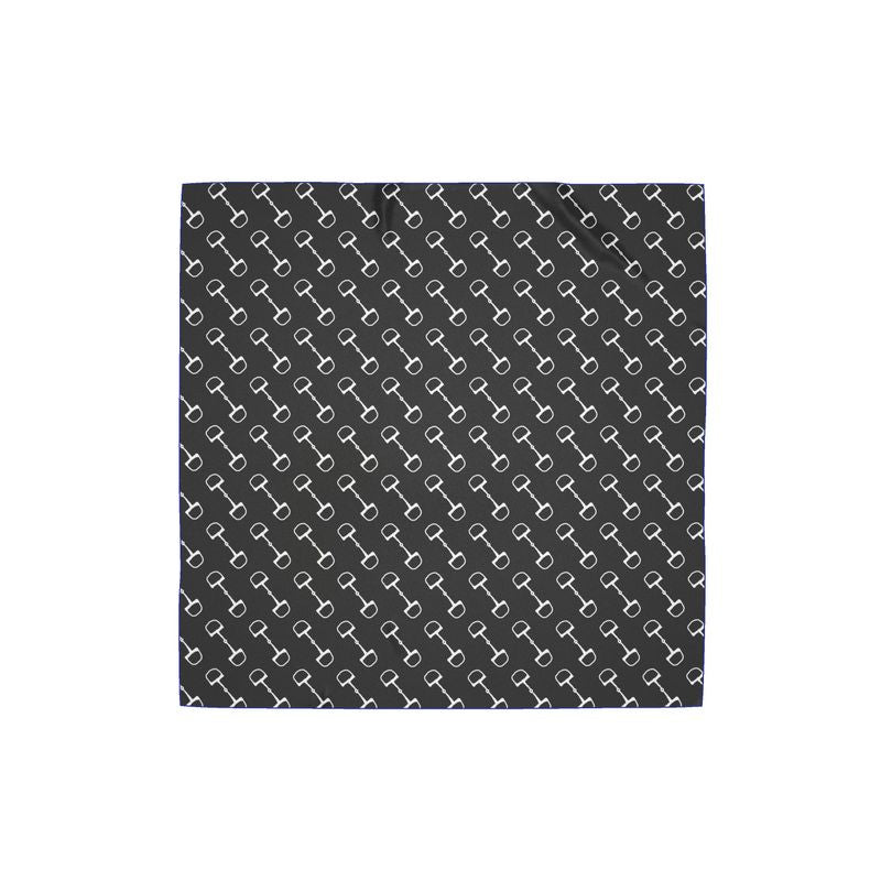 Black Horsebit Print Scarf