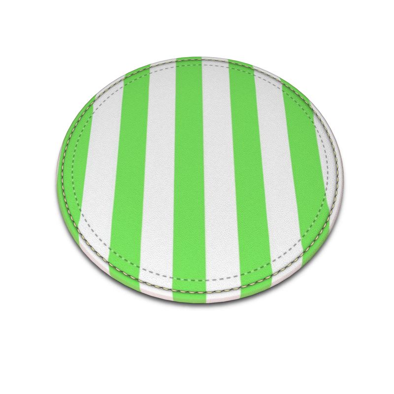 Lime Green Leather Coasters