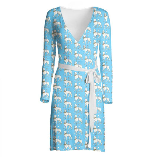 White Leopard with Crown Wrap Dress