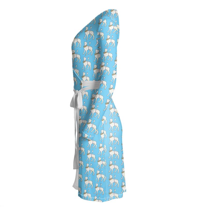 White Leopard with Crown Wrap Dress
