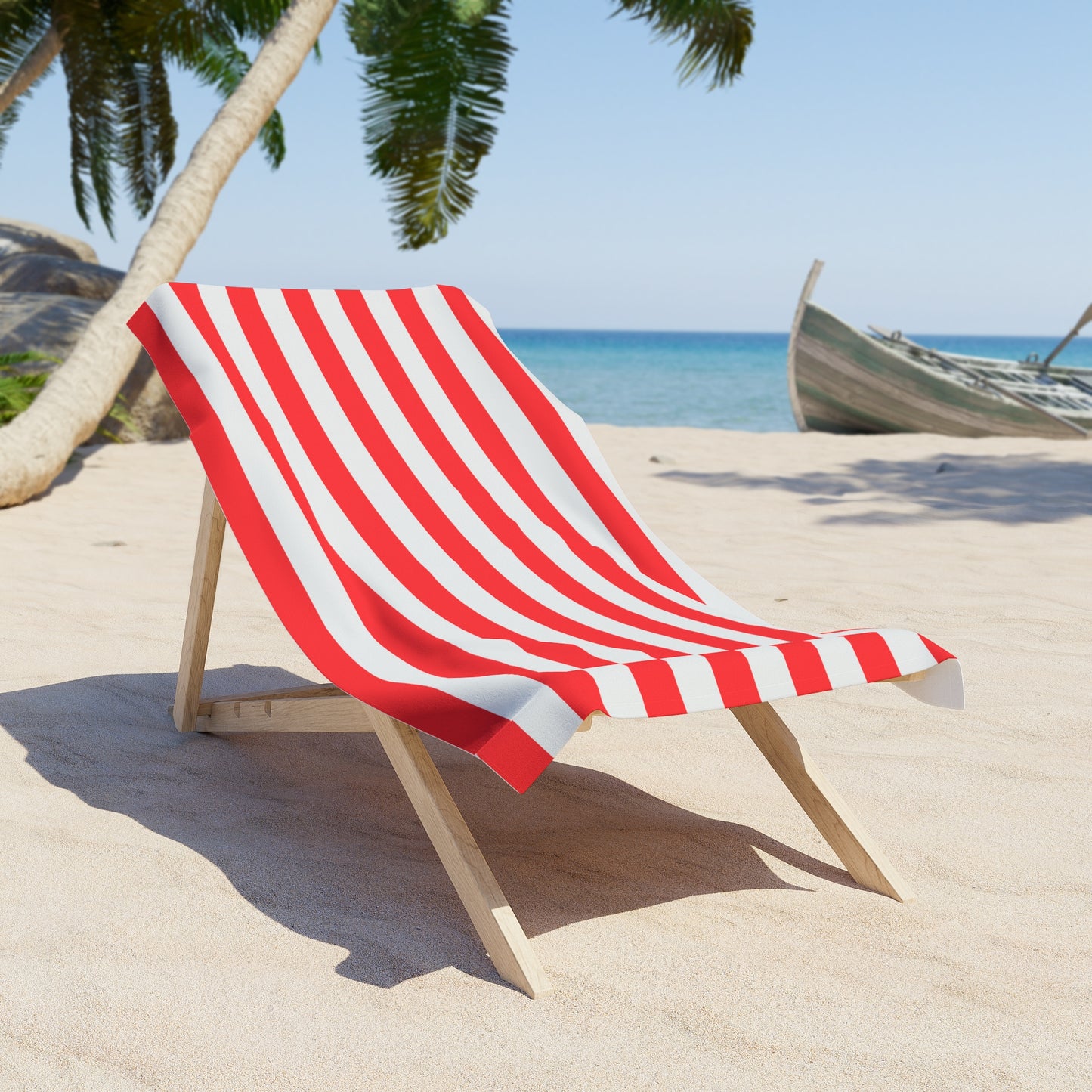 Red and White Striped Beach Towel