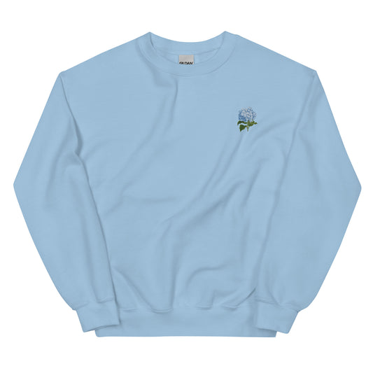 Blue Hydrangeas Embroidered Sweatshirt