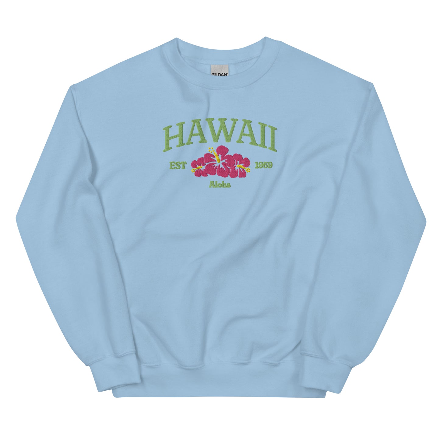 Hawaii Embroidered Sweatshirt in Green/Pink