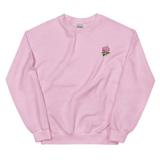 Pink Hydrangeas Embroidered Sweatshirt