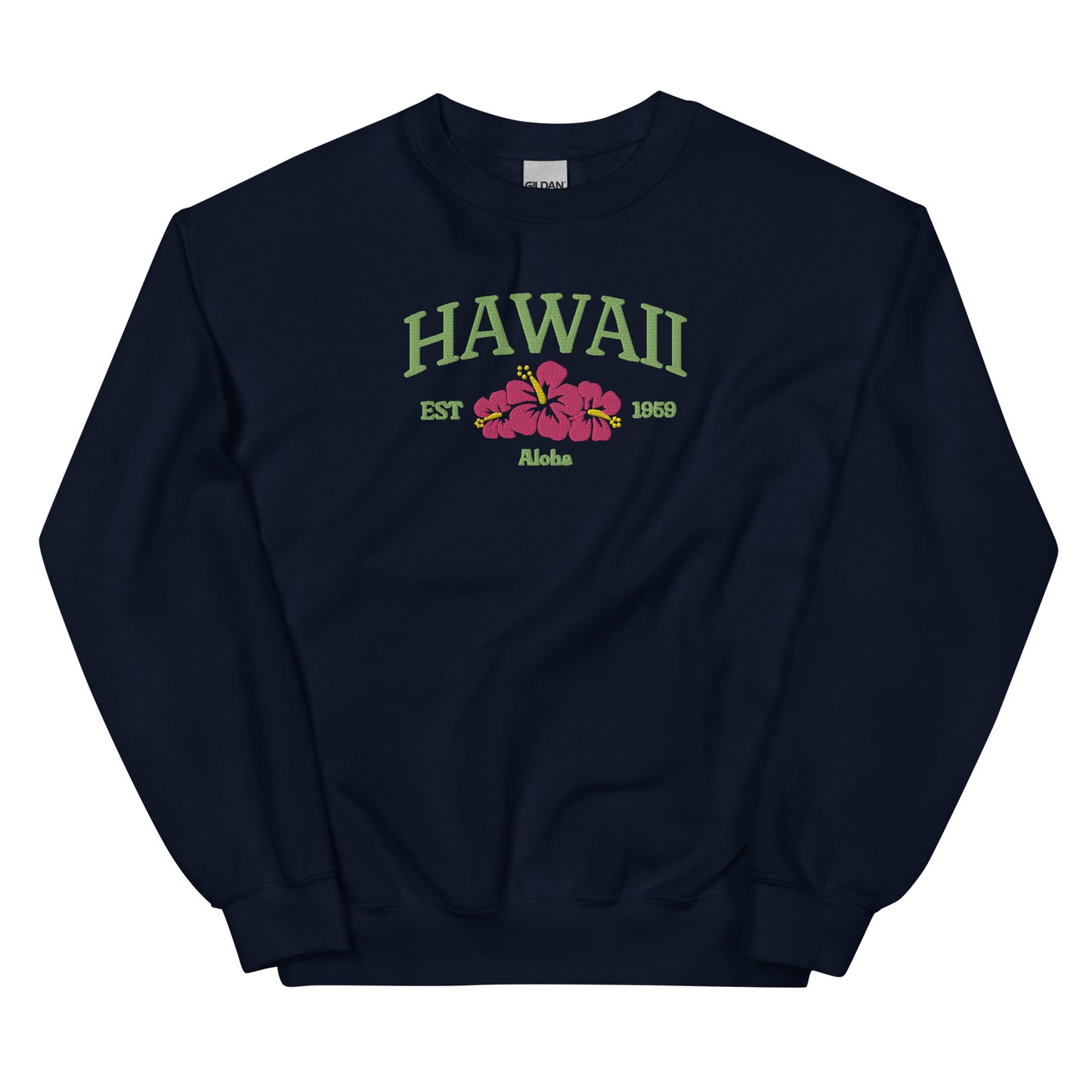 Hawaii Embroidered Sweatshirt in Green/Pink