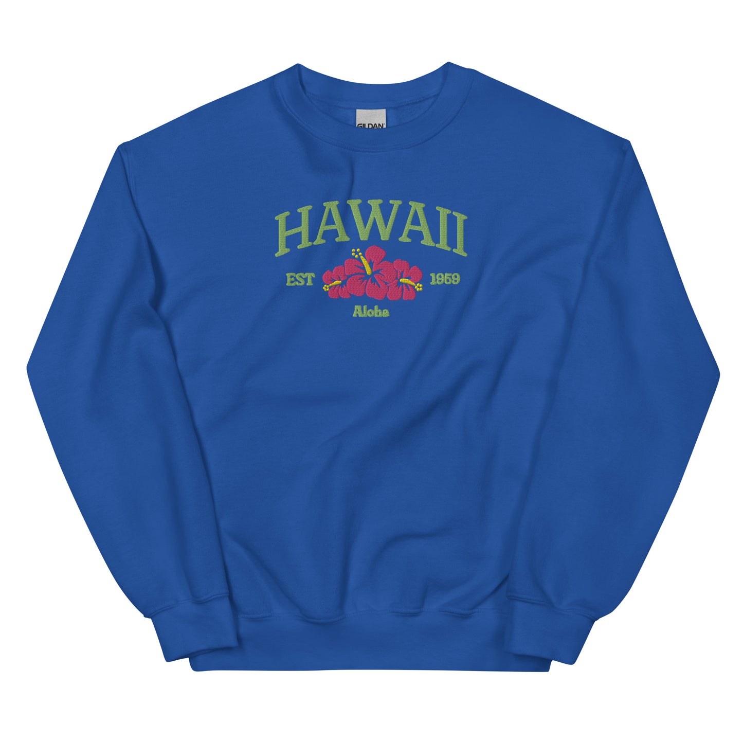 Hawaii Embroidered Sweatshirt in Green/Pink