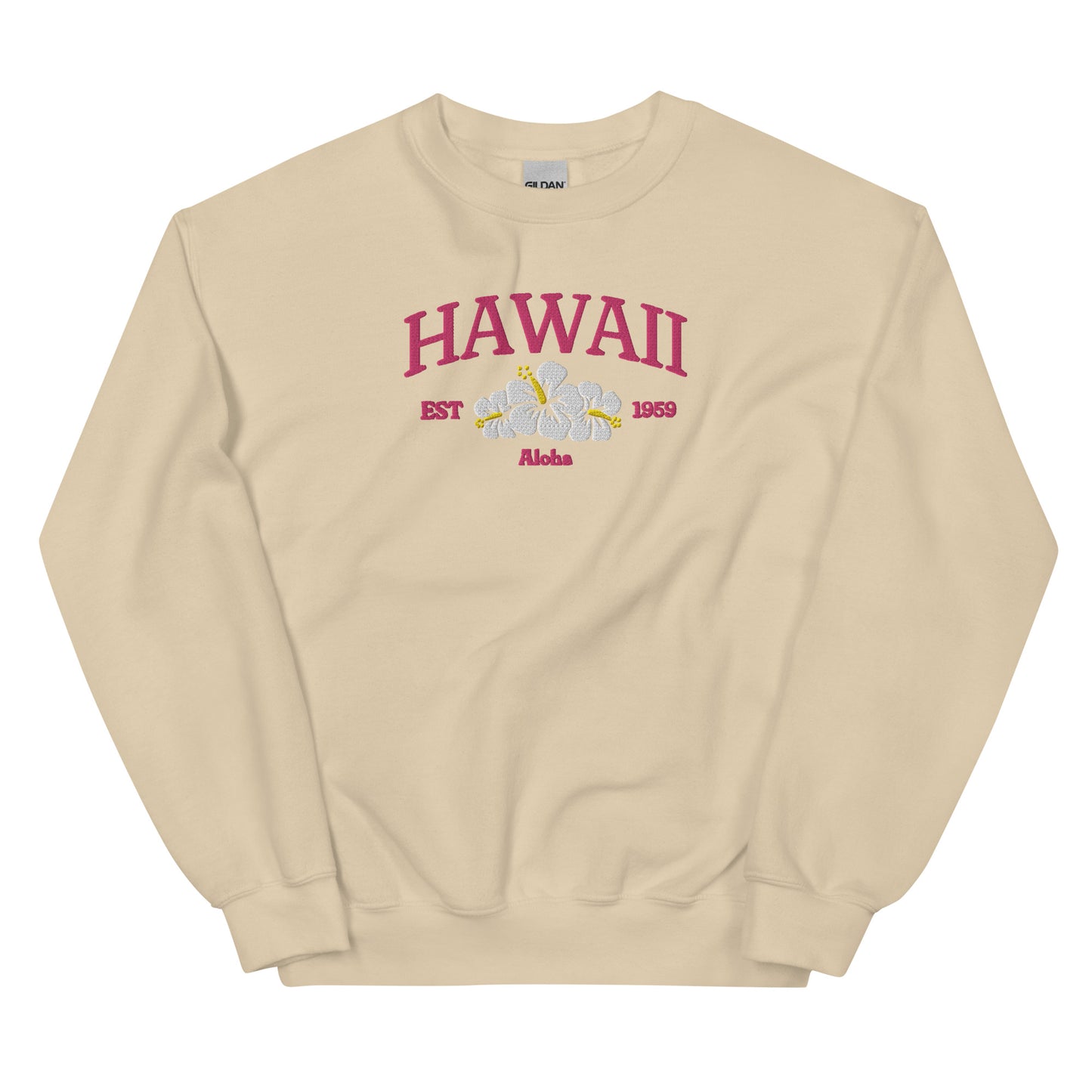 Hawaii Embroidered Sweatshirt in Pink/White