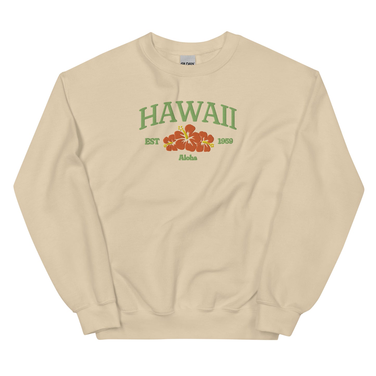 Hawaii Embroidered Sweatshirt in Green/Orange