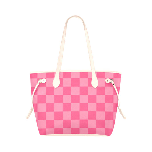 Pink checkerboard tote bag